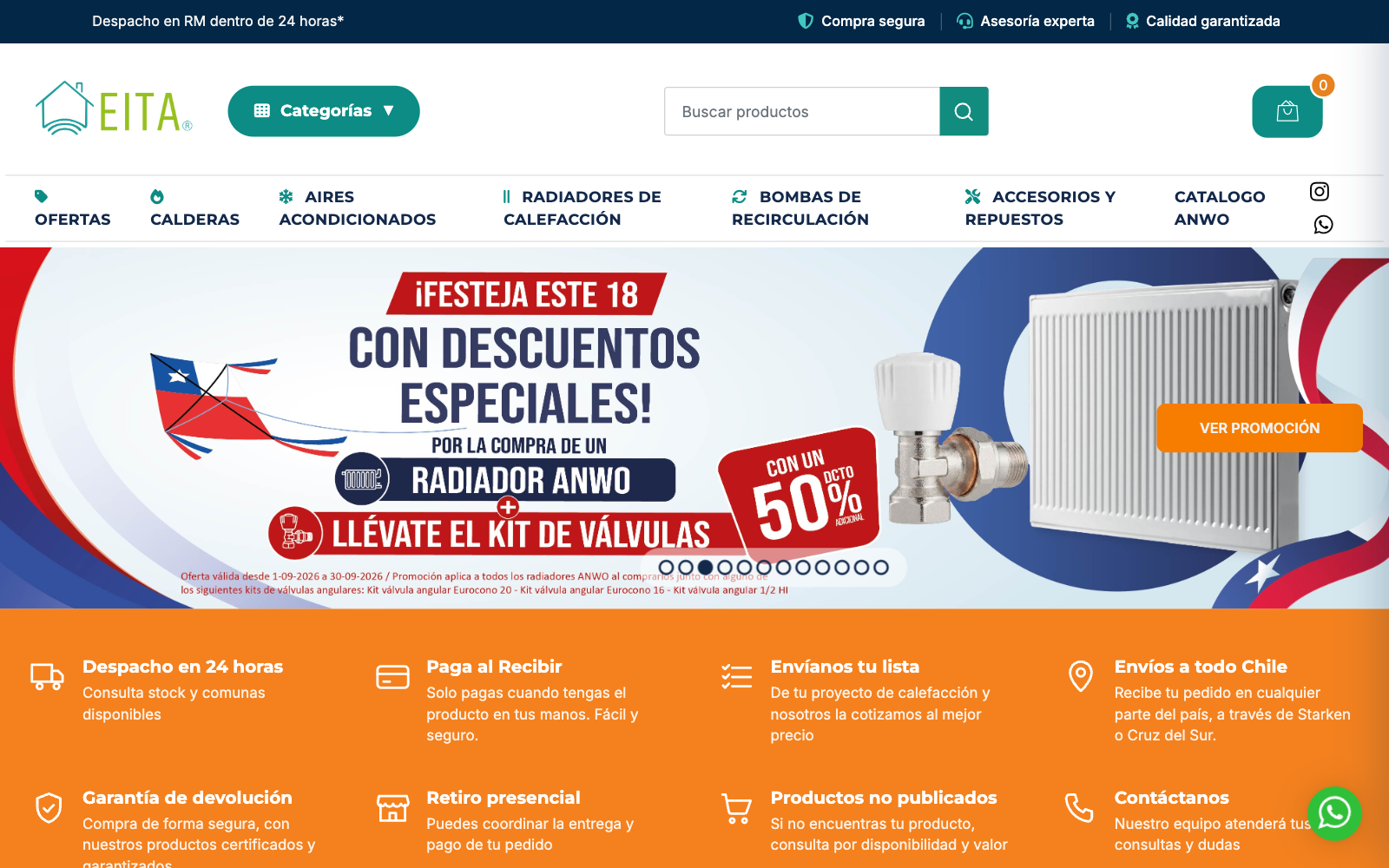 Página de inicio de la tienda EITA